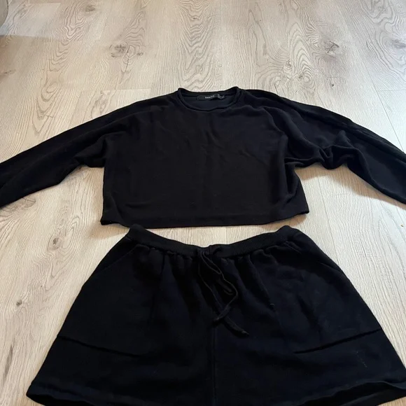 Women's Casual Long Sleeve Black Color Knit Pullover Sweatsuit 2 Piece Sz S - Picture 3 of 6